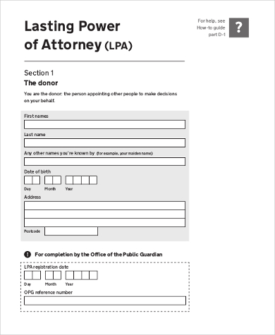 lasting power of attorney form1