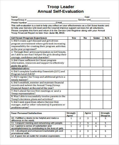 leadership annual self evaluation form