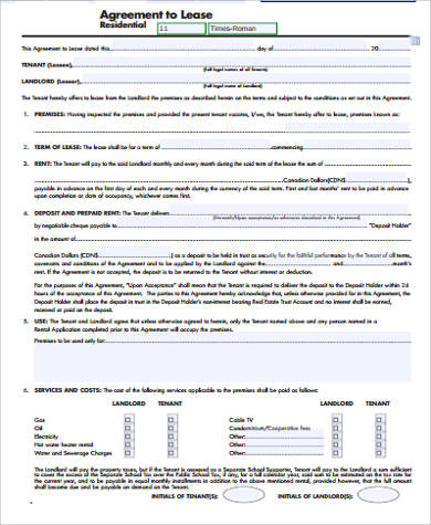 lease contract agreement form