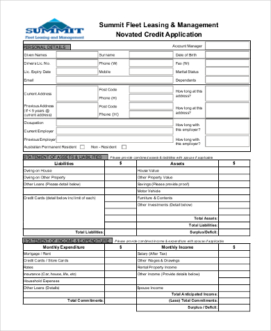 lease credit application form