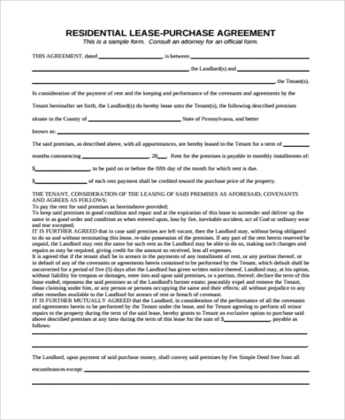 lease purchase agreement form