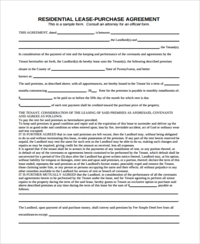 FREE 8+ Sample Lease to Purchase Forms in MS Word | PDF