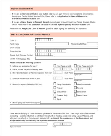 leave application letter