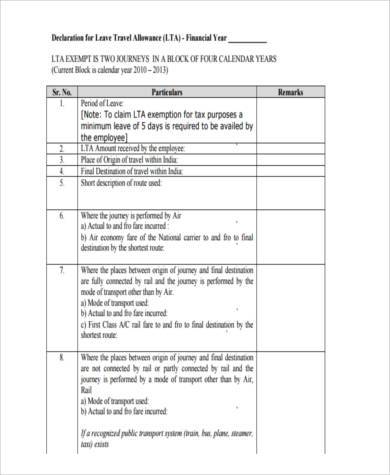 leave travel allowance form