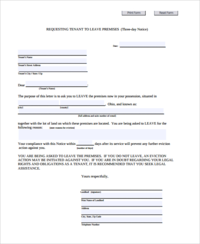 free 7 sample printable eviction notice forms in pdf ms word