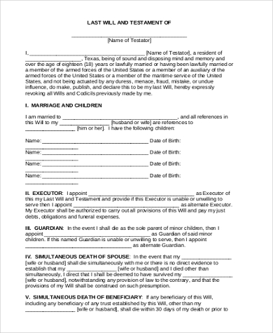 Child guardianship forms in case of death