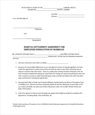 informal separation agreement template