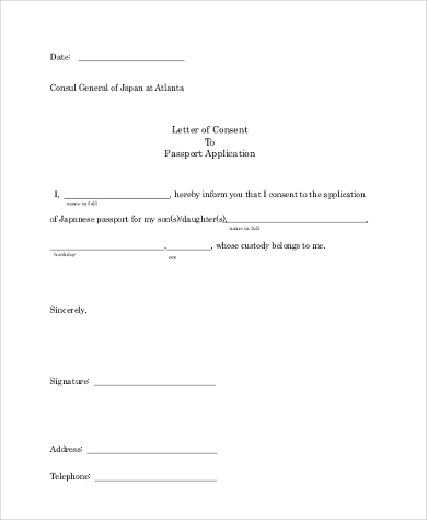 Free 10 Sample Letter Of Consent In Pdf Ms Word