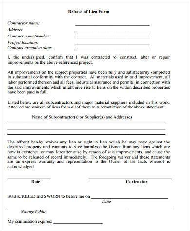 FREE 8+ Sample Lien Waiver Forms in PDF | MS Word