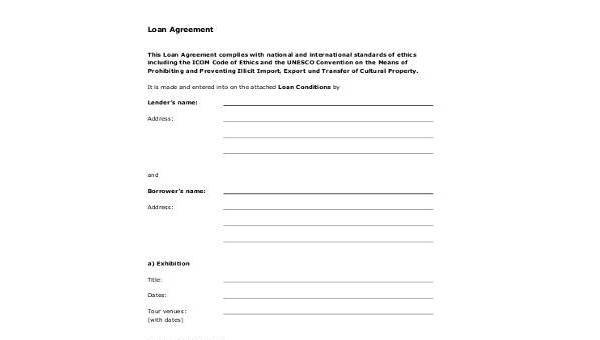 loan agreement form samples