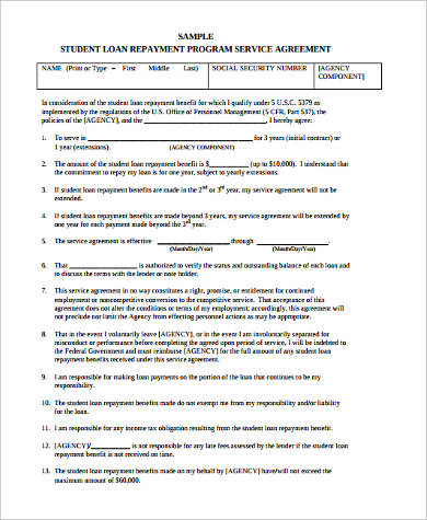 loan payment contract form