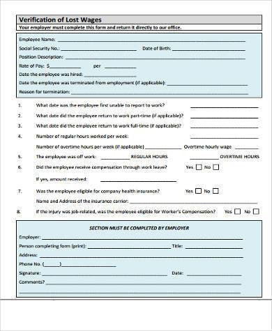 lost wage verification form