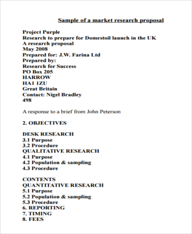 marketing research proposal examples