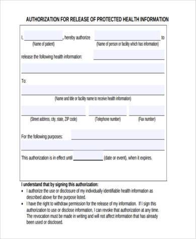 medical authorization release form