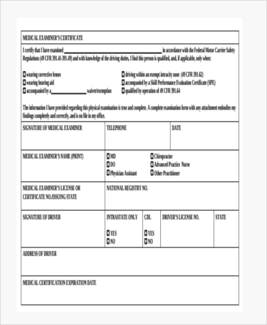 medical examiner certification form