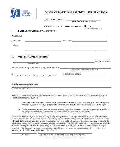 medical information release consent form