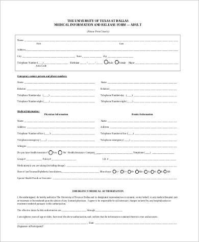 medical information release form example
