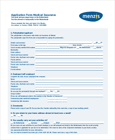 FREE 9+ Sample Medical Application Forms in PDF | MS Word