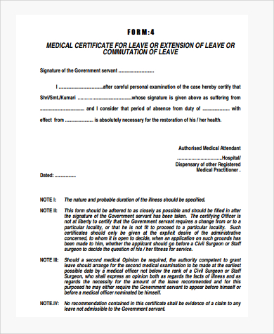 medical leave certification form