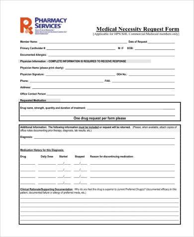 medical necessity request form
