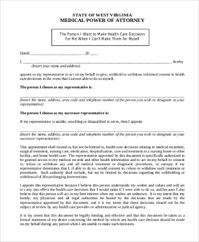 medical power of attorney form
