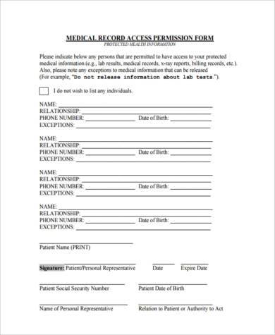 medical records permission form