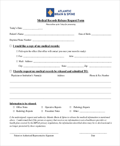 medical records release request form
