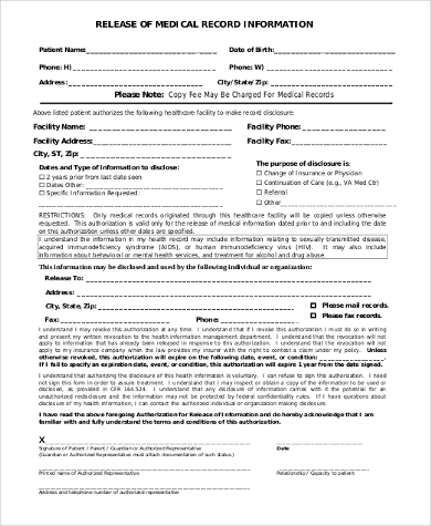 Free 10+ Sample Medical Release Of Information Forms In Pdf 