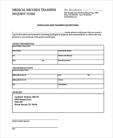 medical records transfer request form