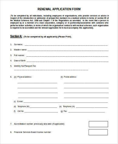 FREE 8+ Sample Medical Renewal Forms in MS Word | PDF