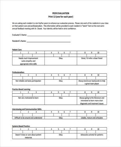 medical teaching evaluation form