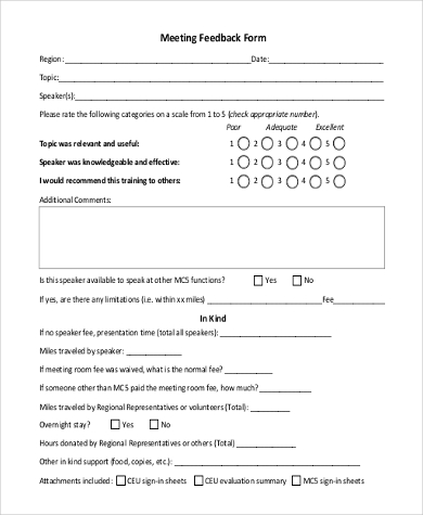 meeting feedback form
