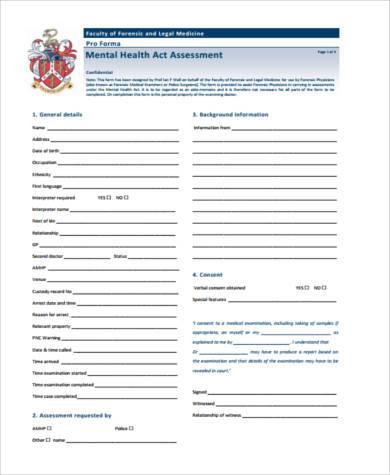 mental assessment health forms act word sample form ms pdf ac