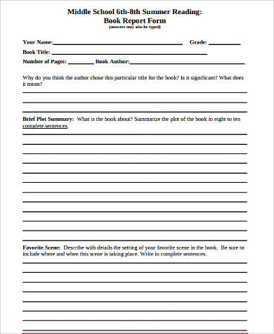 nonfiction book report template middle school pdf