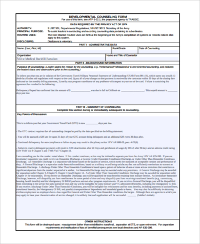 military developmental counseling form