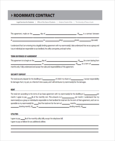 month to month roommate contract