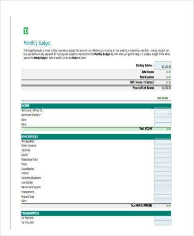 monthly marketing budget form