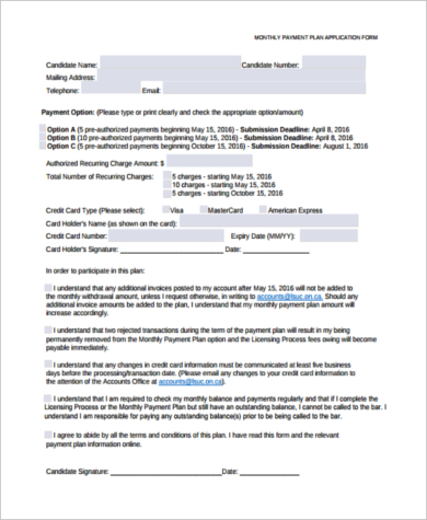 monthly payment agreement form1