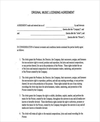 music license agreement form