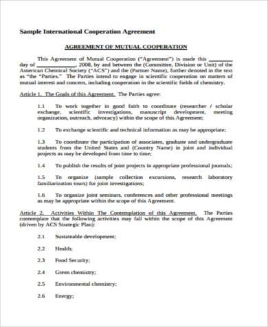 mutual cooperation agreement form