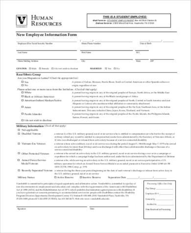 new employee information form