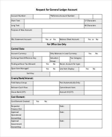 new general ledger account request form
