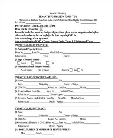 new tenant information form
