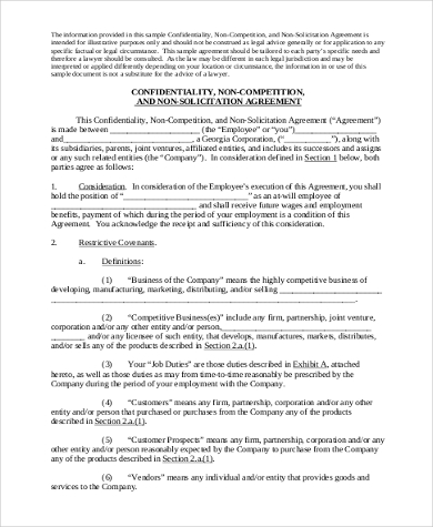 FREE 6+ Sample Non-Competition Agreement Forms in PDF | MS Word