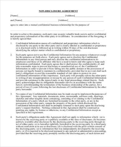 non disclosure agreement pdf