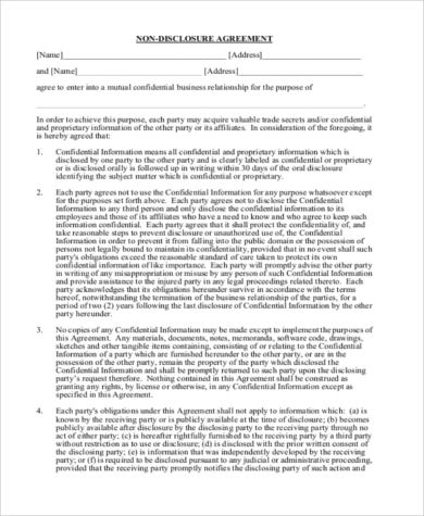 FREE 7+ Sample Disclosure Agreement Forms in PDF | MS Word