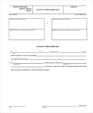 FREE 6+ Sample Notice of Sale Forms in PDF | MS Word