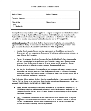 nurse evaluation form printable