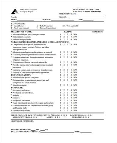 nurse performance evaluation form1