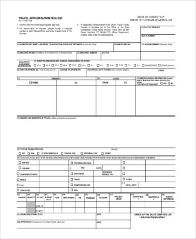 FREE 8+ Sample Travel Authorization Forms in PDF | MS Word | Excel